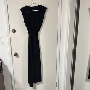 American Apparel Black Sleeveless Wrap Maxi Dress